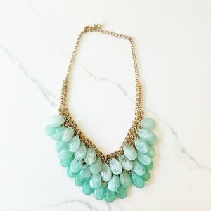 NECKLACE gold with green gem stones adjustable costume jewelry